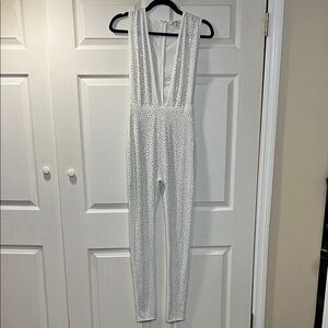 Fashion Nova White Rhinestone Jumpsuit